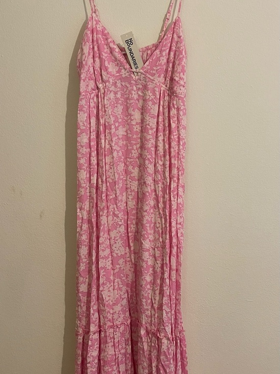 No Boundaries Dresses & Skirts - No Boundaries Pink Floral Sundress with White Accents